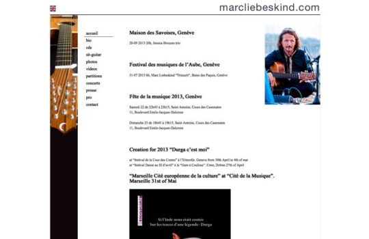 Communications visuelles pour artiste – site internet