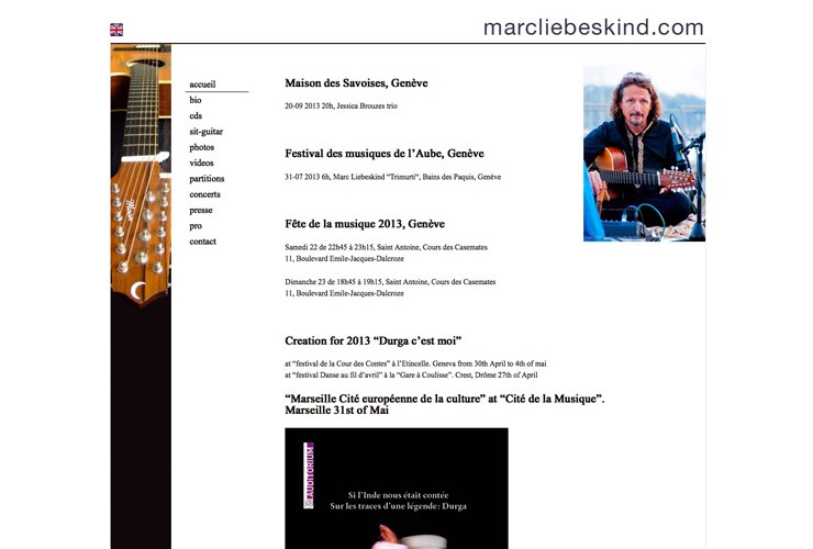 Communications visuelles pour artiste – site internet